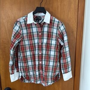 J. Crew Red and White Casual Button Down Shirt